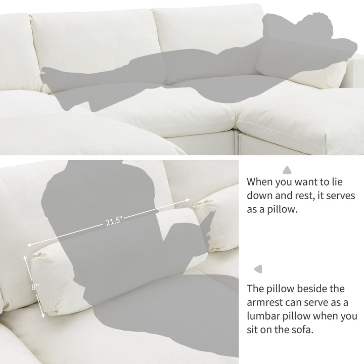 86.5''Chenille Sectional Sofa with Storage Pockets, 5 Seat U Shaped Sleeper Couch Set,2 PIC Free Combination