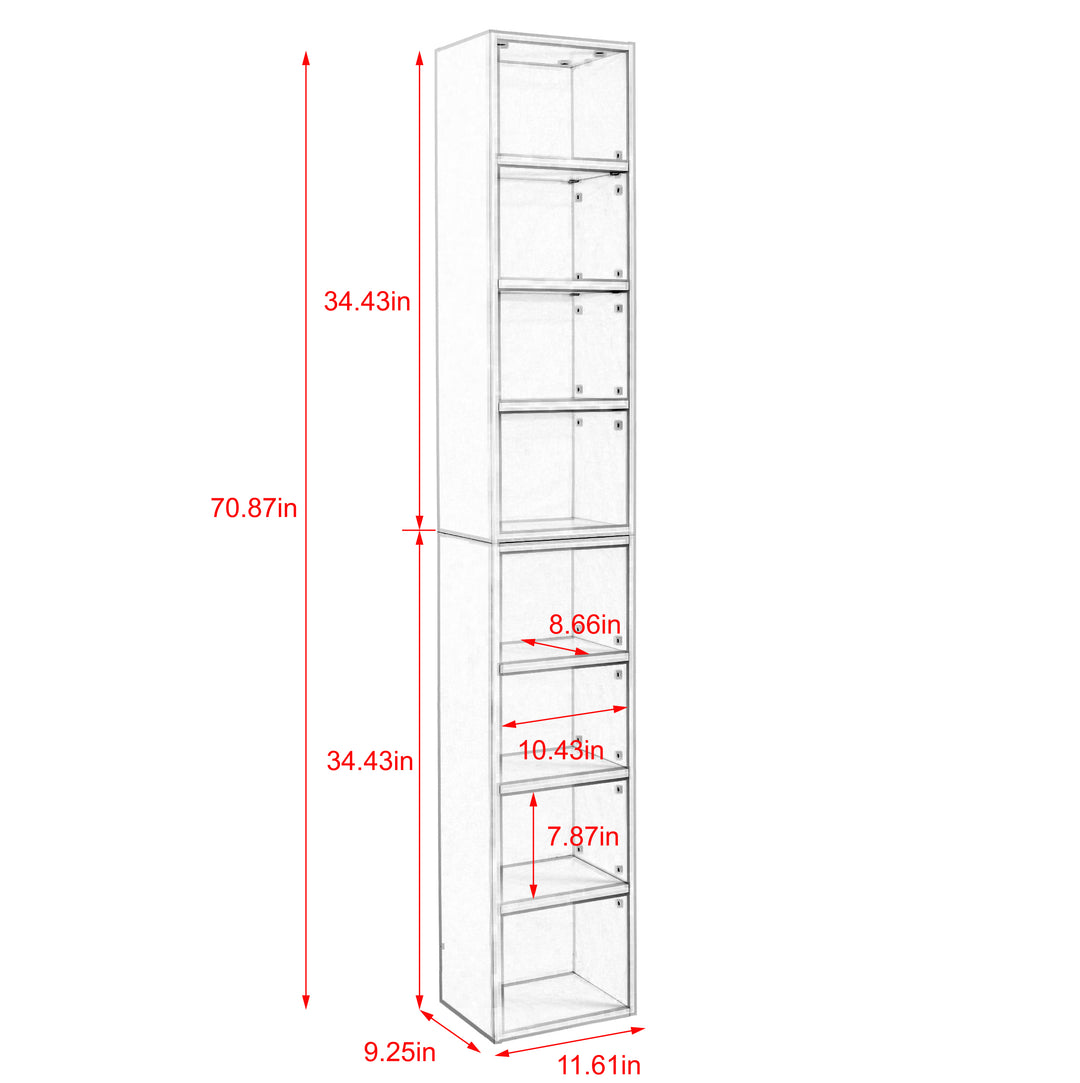 8-Tier Media Tower Rack, CD DVD Slim Storage Cabinet with Adjustable Shelves