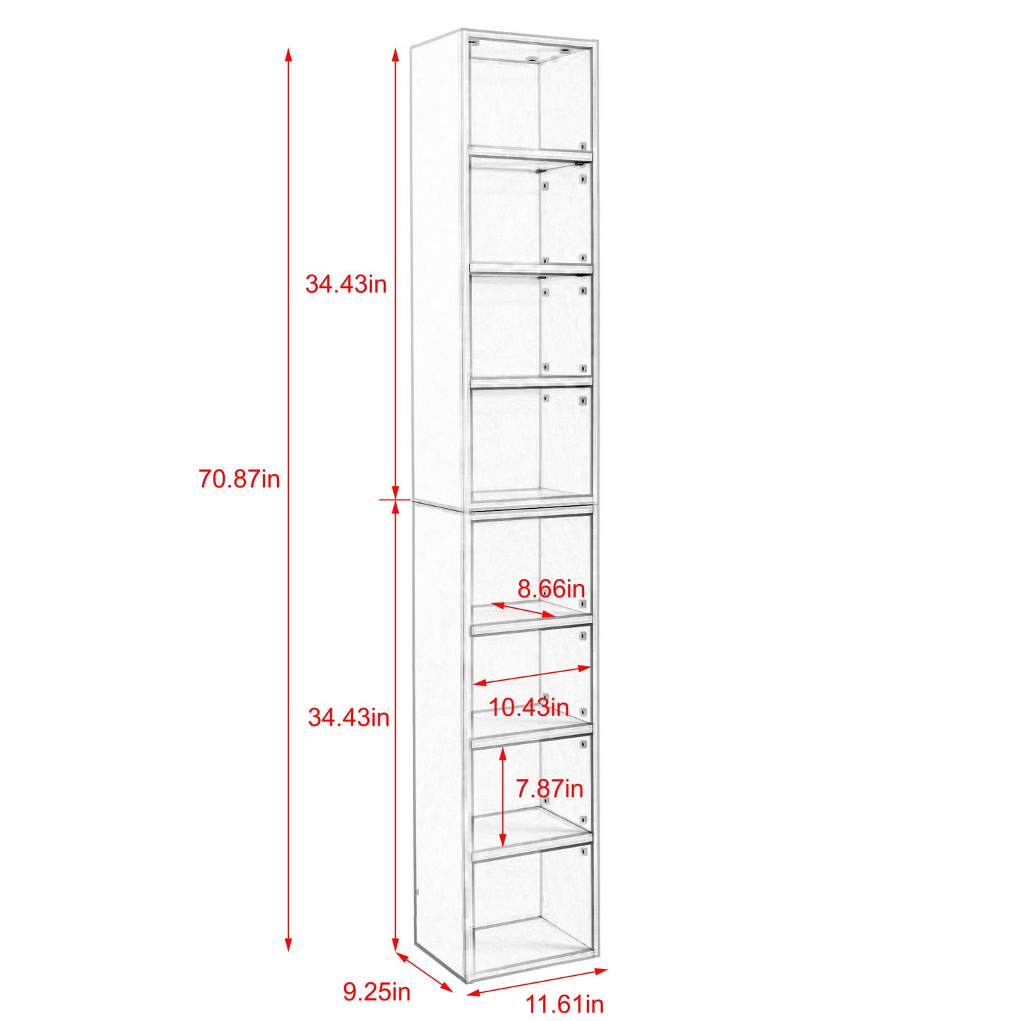 8-Tier Media Tower Rack, CD DVD Slim Storage Cabinet with Adjustable Shelves