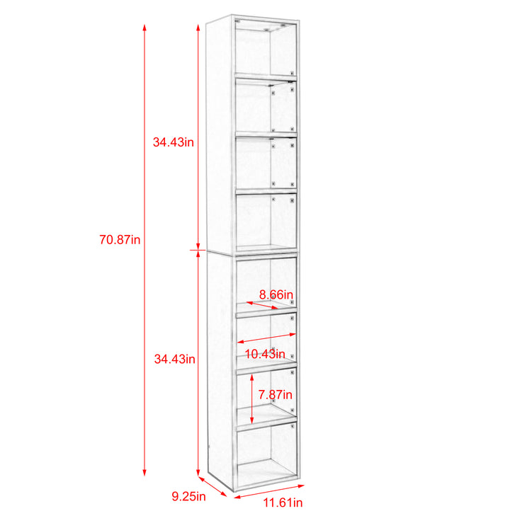 8-Tier Media Tower Rack, CD DVD Slim Storage Cabinet with Adjustable Shelves