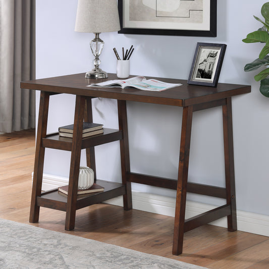 Wood Writing Desk with Storage, Espresso