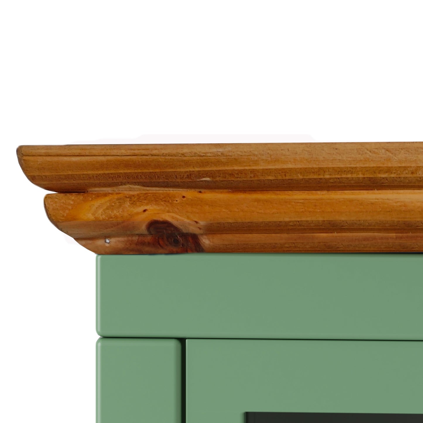 Nightstand with Storage Cabinet & Solid Wood Tabletop, Bedside Table, Green