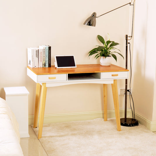 Wooden Writing Desk for Office,Solid Wood Computer Table for Home Wood+White Finish