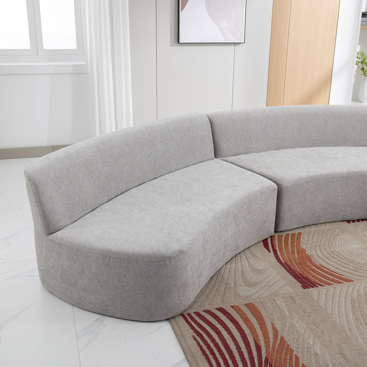 136.6" Stylish Curved sofa Sectional Sofa, Grey