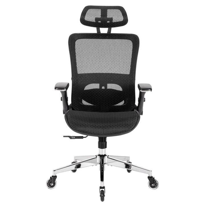BLACK Ergonomic Mesh Office Chair, High Back - Adjustable Headrest with Flip-Up Arms