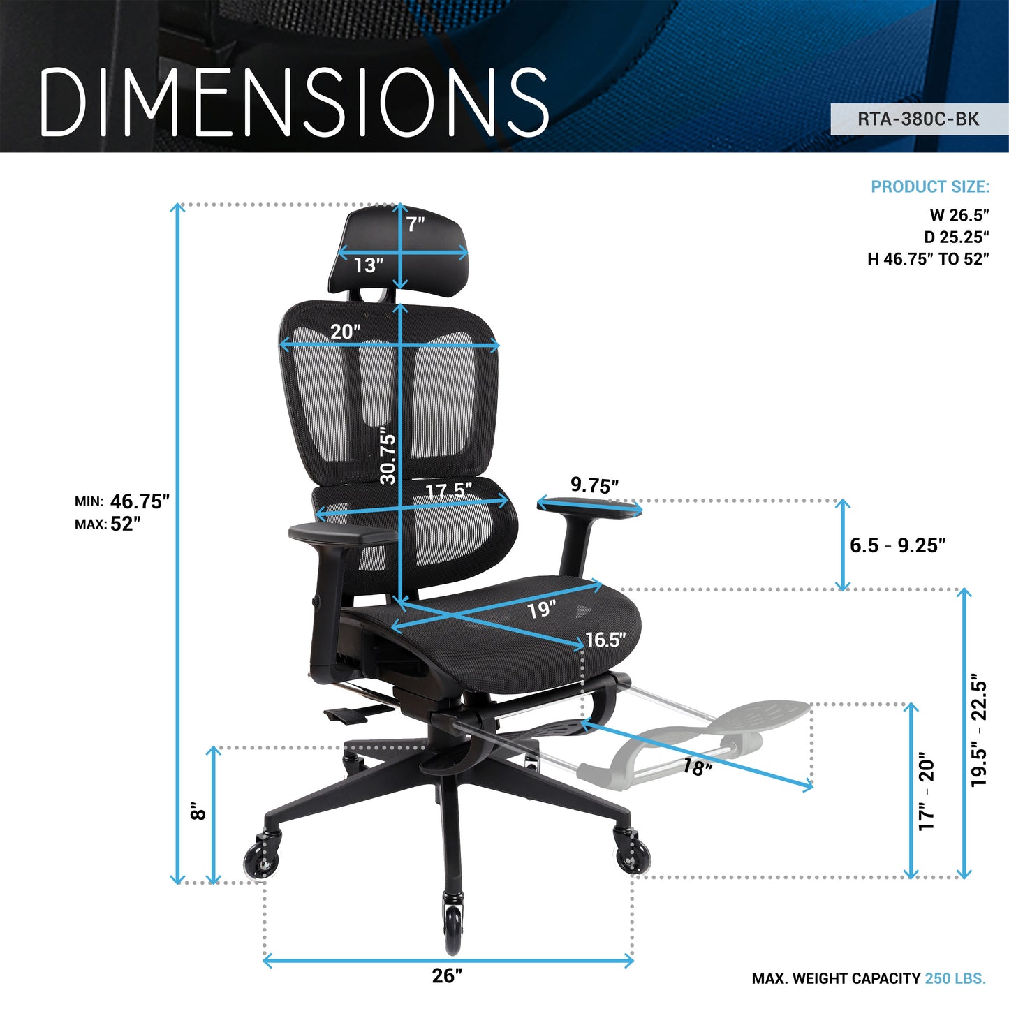 Ultimate Reclining Ergonomic Mesh Office Chair with Lumbar Support and Footrest