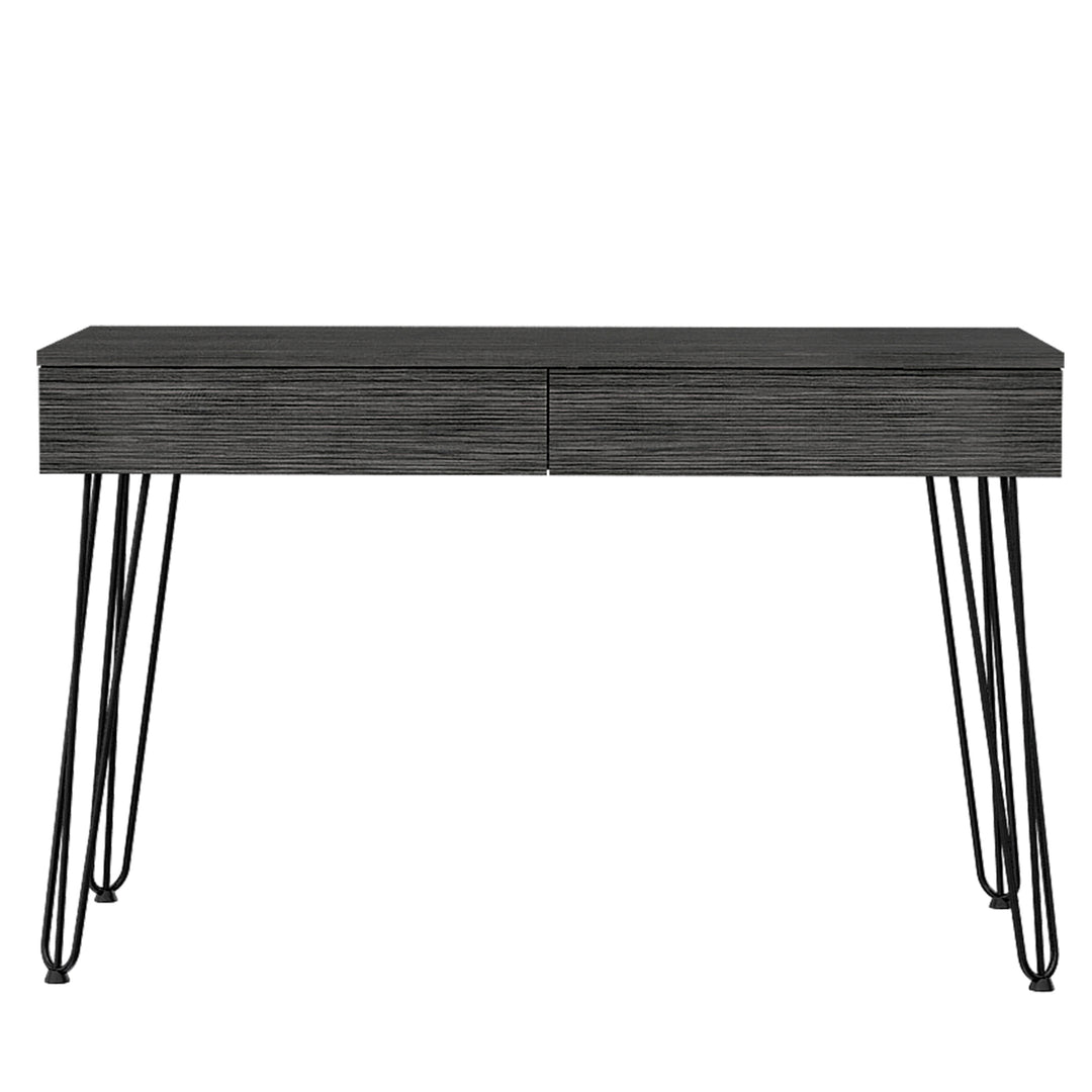 2-Drawer Writing Desk with Hairpin Legs Smokey Oak