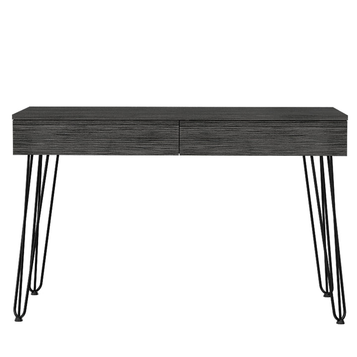 2-Drawer Writing Desk with Hairpin Legs Smokey Oak