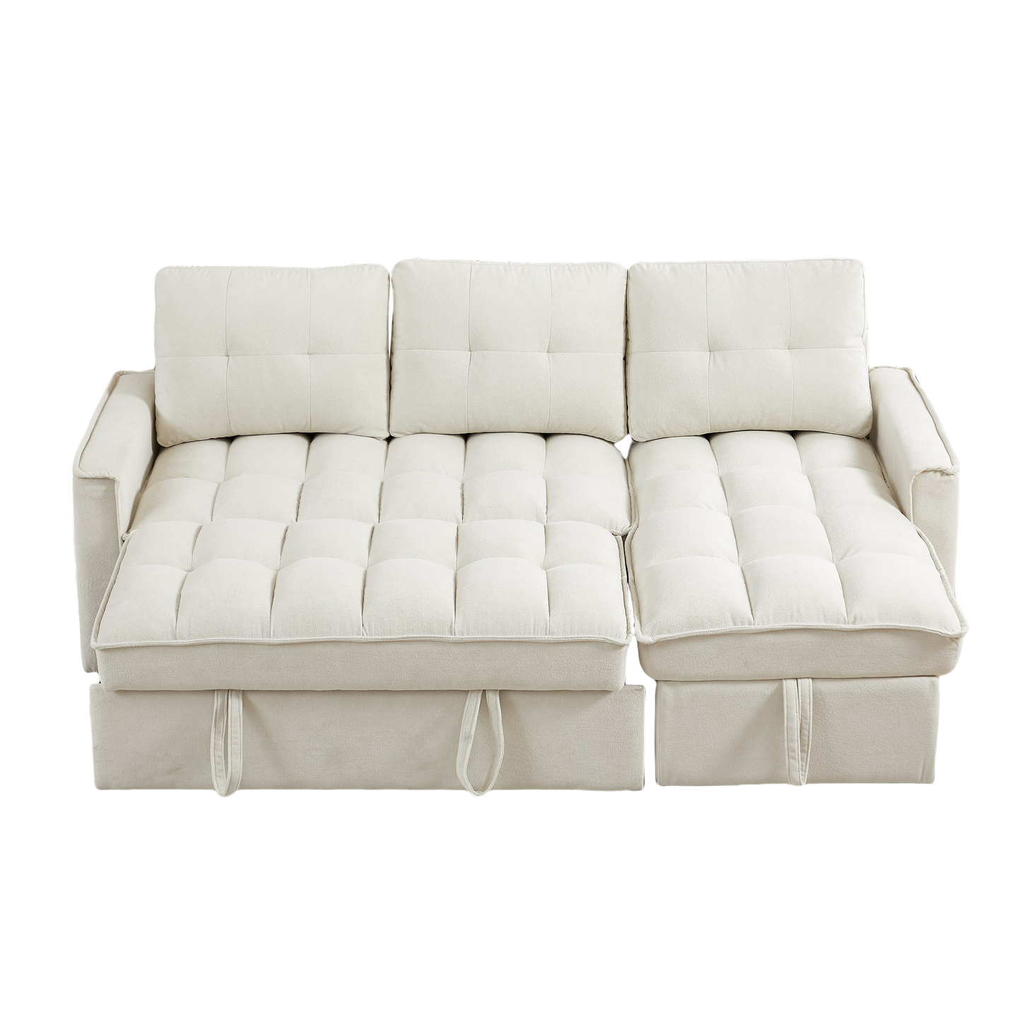 78.75" Reclining Sofa, Pull-Out Sofa Bed with USB and tape-c charging ports, L-Shaped Sectional Sofa with Reclining Storage and Arm Side Organizer Pocket Features