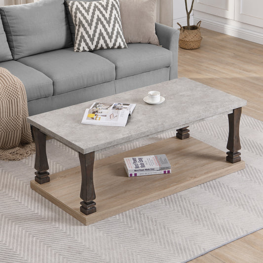 Coffee Table for Living Room, Wood Coffee Table, Grey Tabletop