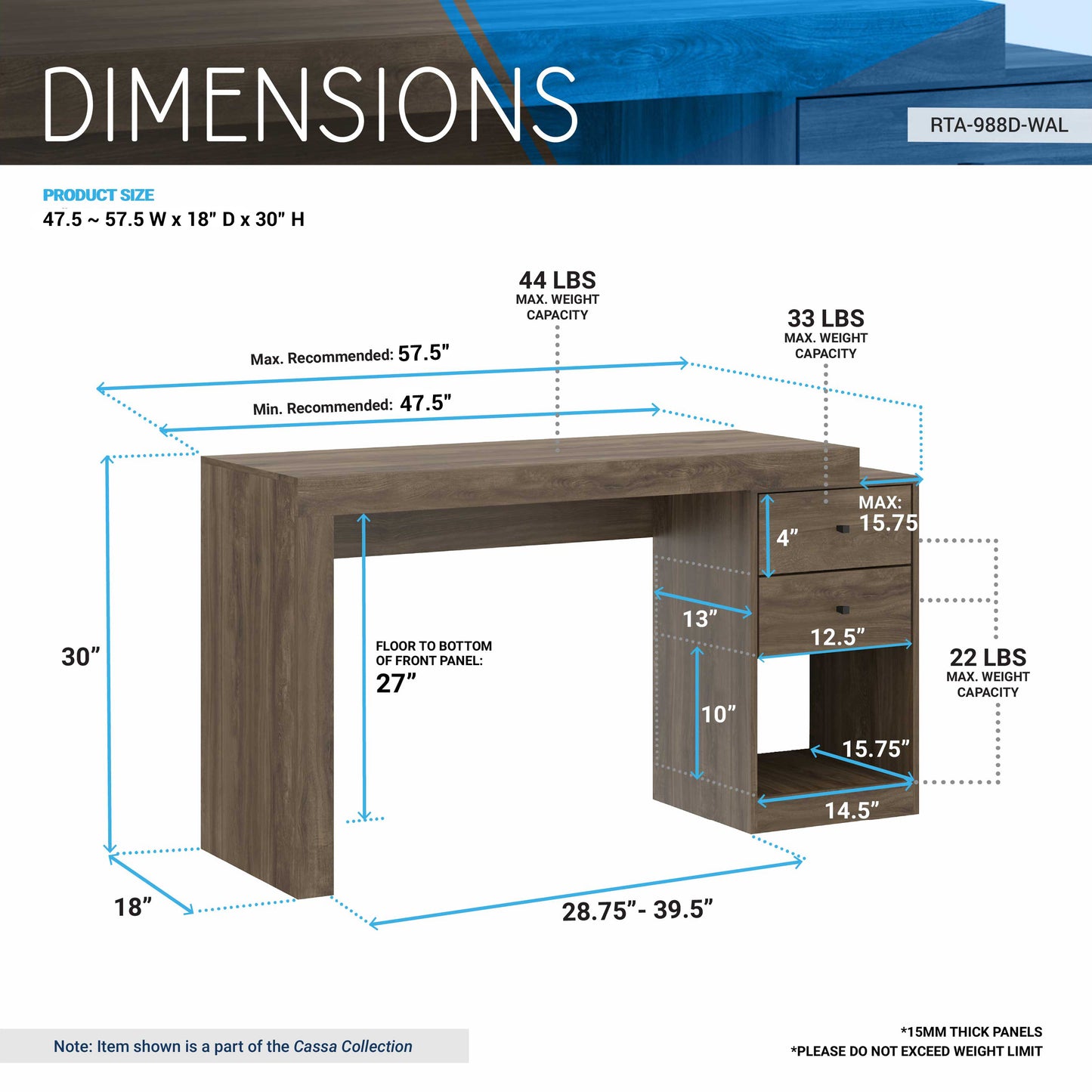 Expandable Home Office Desk, Walnut