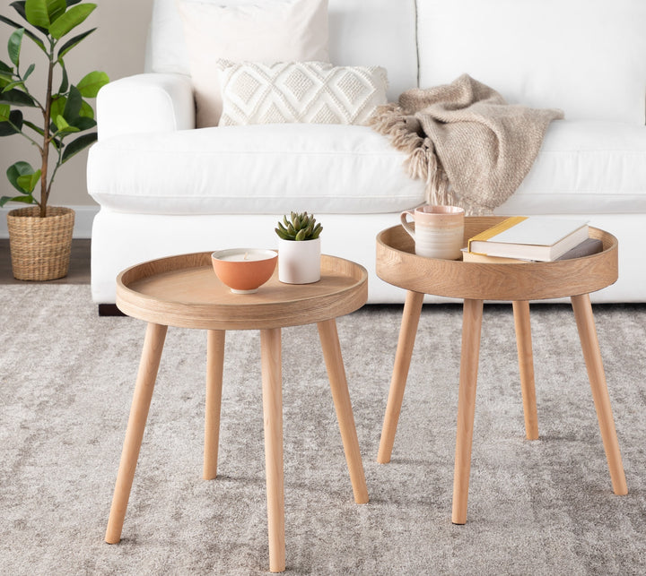 Mid-Century Modern Side Table Set in Natural Wood by LumiSource