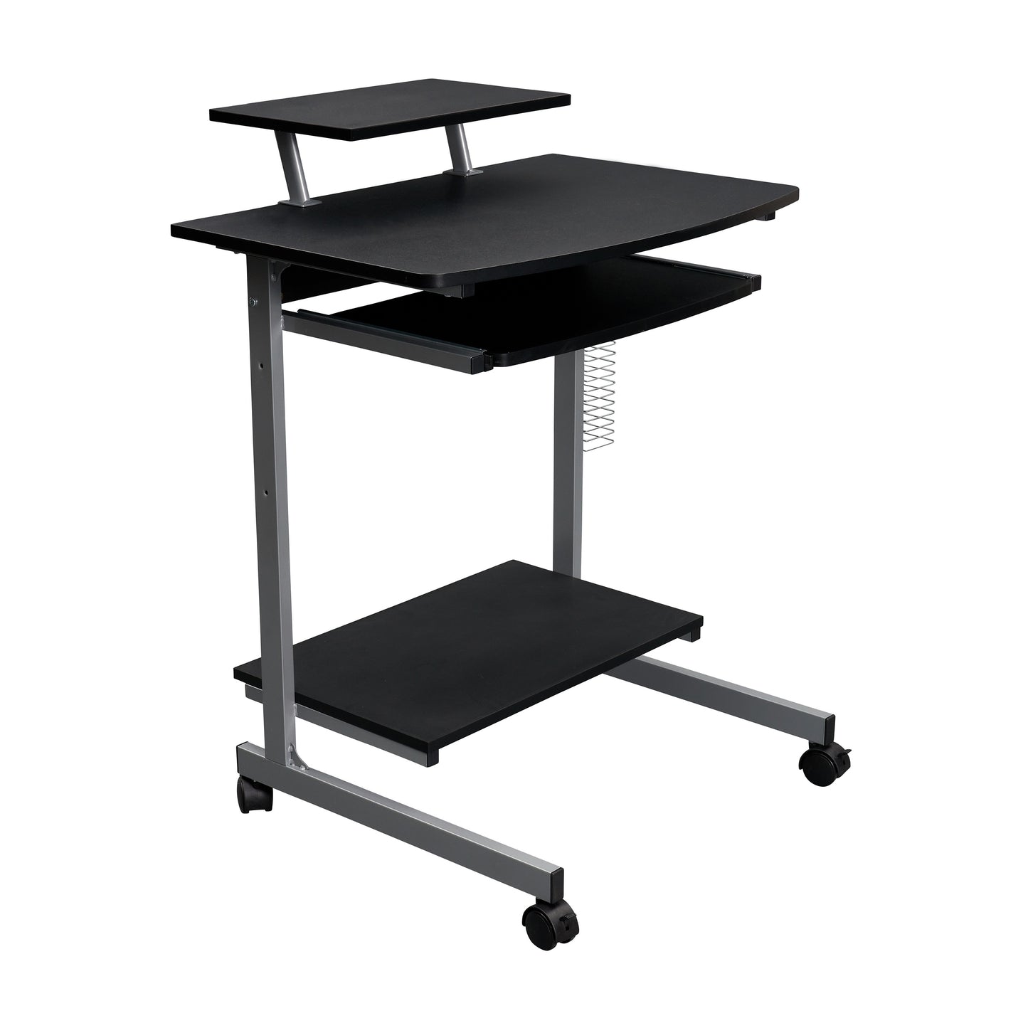 Compact Computer Cart With Storage, Graphite