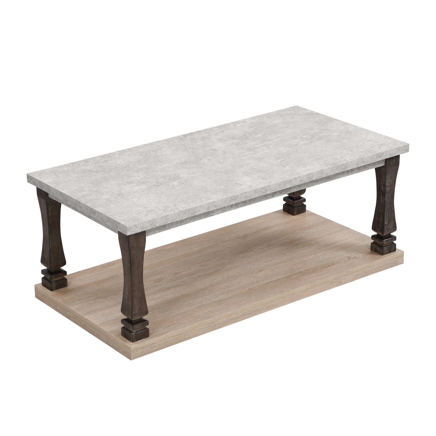 Coffee Table for Living Room, Wood Coffee Table, Grey Tabletop