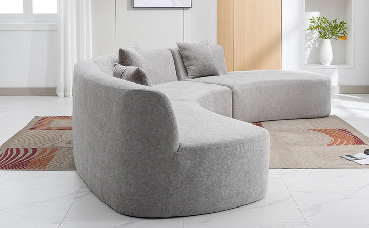 136.6" Stylish Curved sofa Sectional Sofa, Grey