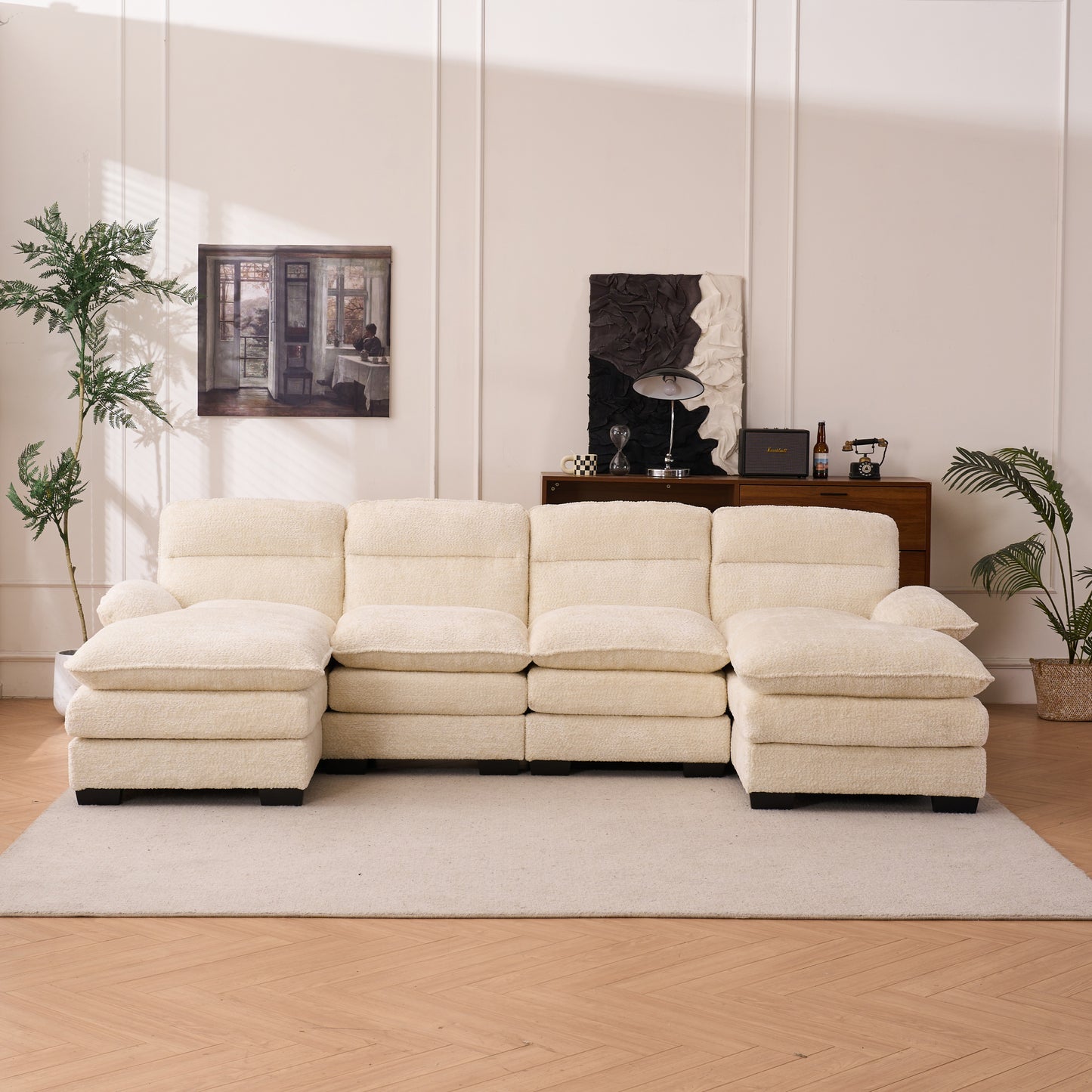 U-shaped sofa, including two single seats and two chaise