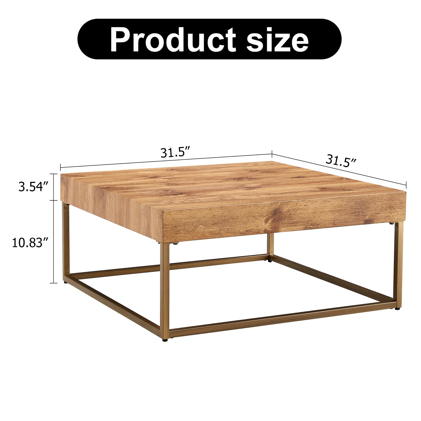 Modern rectangular coffee table, dining table. MDF desktop with metal legs.