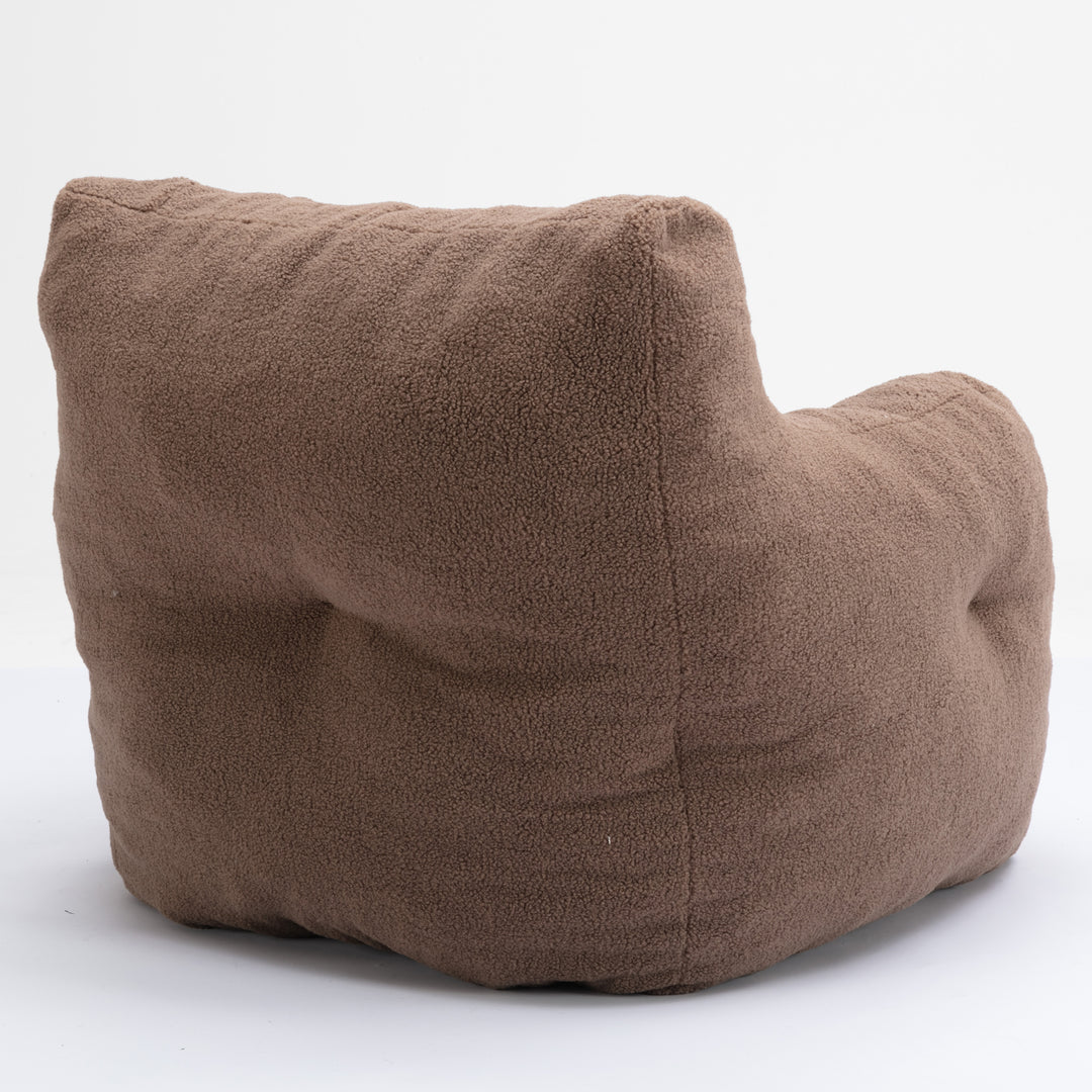 Soft Teddy Fabric Tufted Foam Bean Bag Chair With Teddy Fabric Coffee