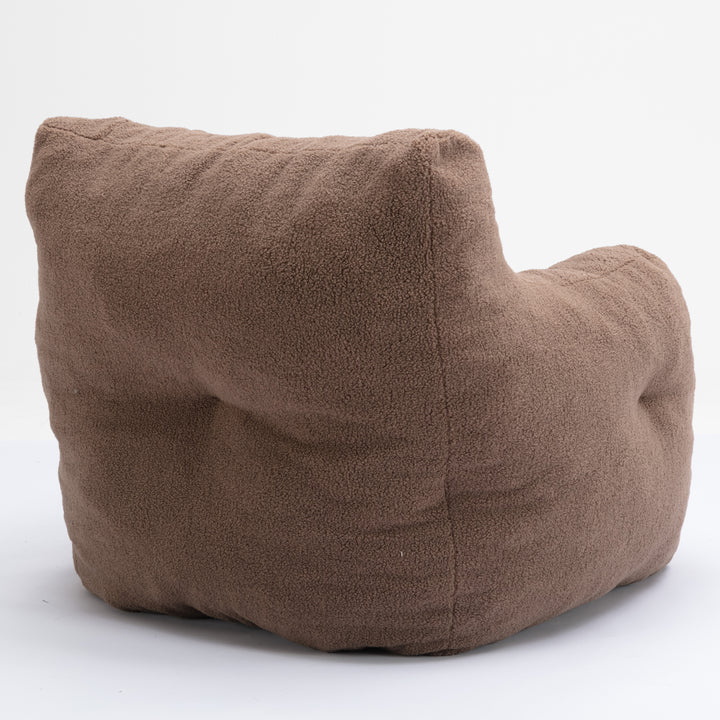Soft Teddy Fabric Tufted Foam Bean Bag Chair With Teddy Fabric Coffee