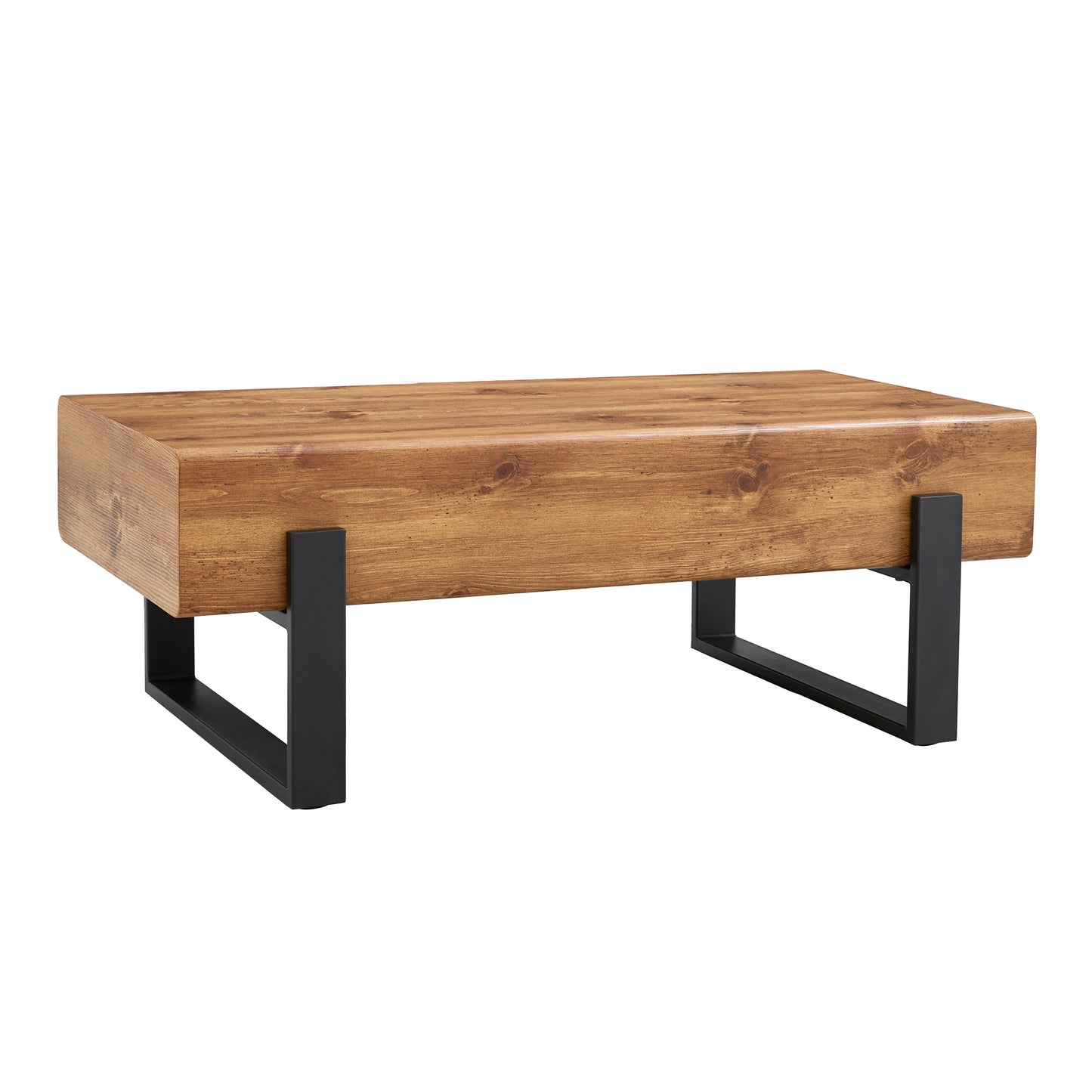 Rustic MDF Coffee Table with Metal Legs - Natural Wood Tone Elegance for Your Space