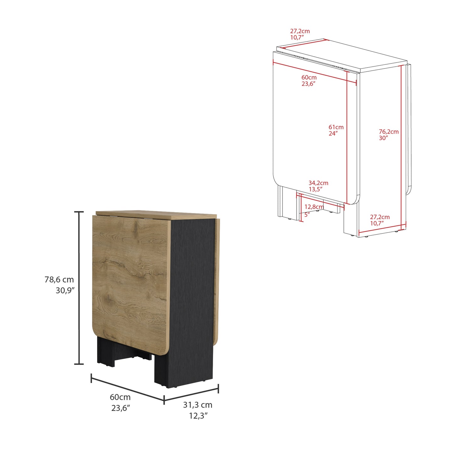 Gateleg Folding Table Space-Saving with Compact Design