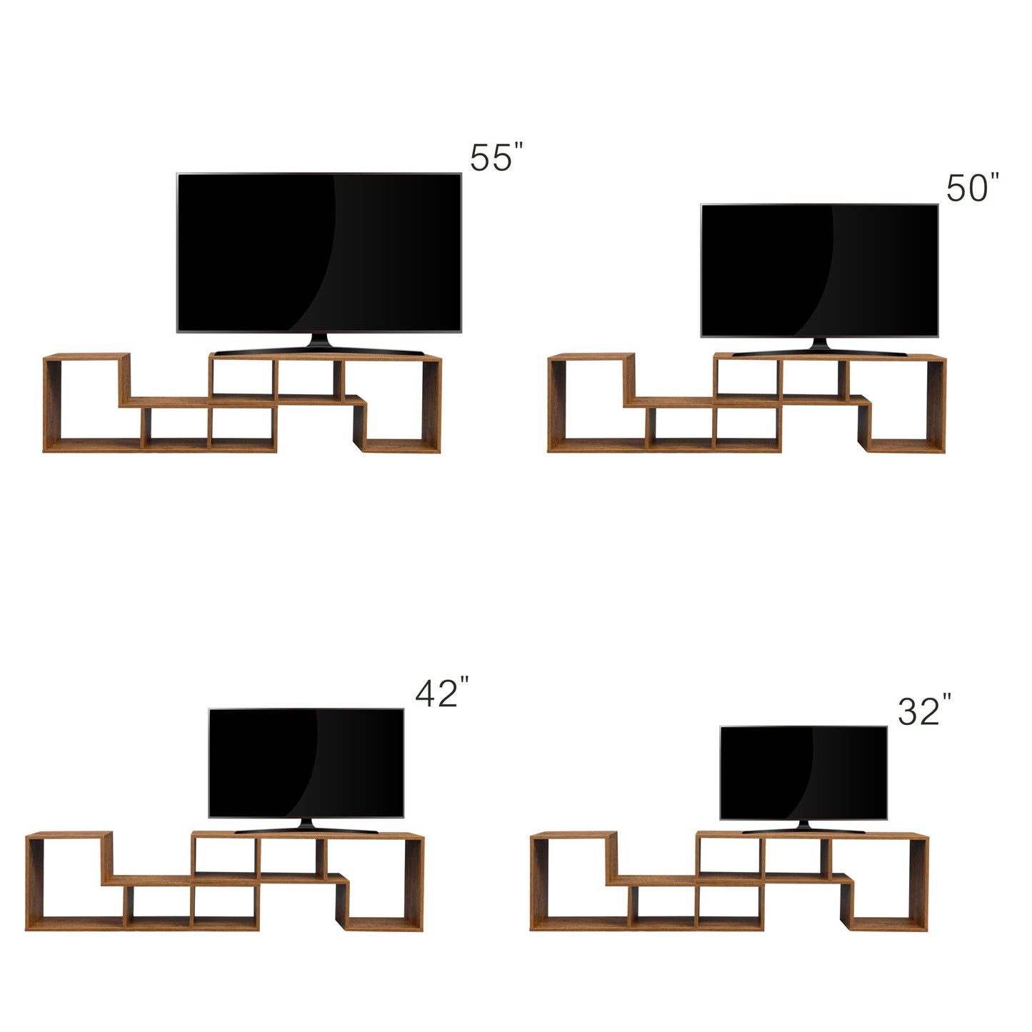 Double L-Shaped TV Stand,Display Shelf,Bookcase for Home Furniture,Walnut