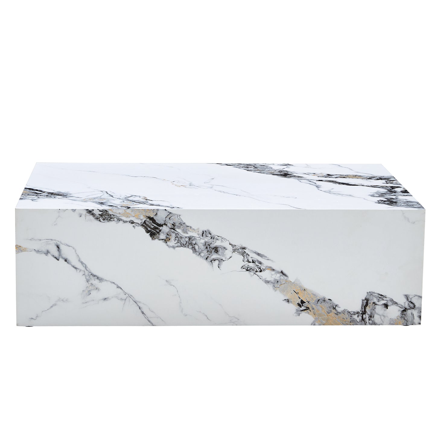 Modern MDF Coffee Table with Marble Pattern - 39.37x23.62x11.81 inches