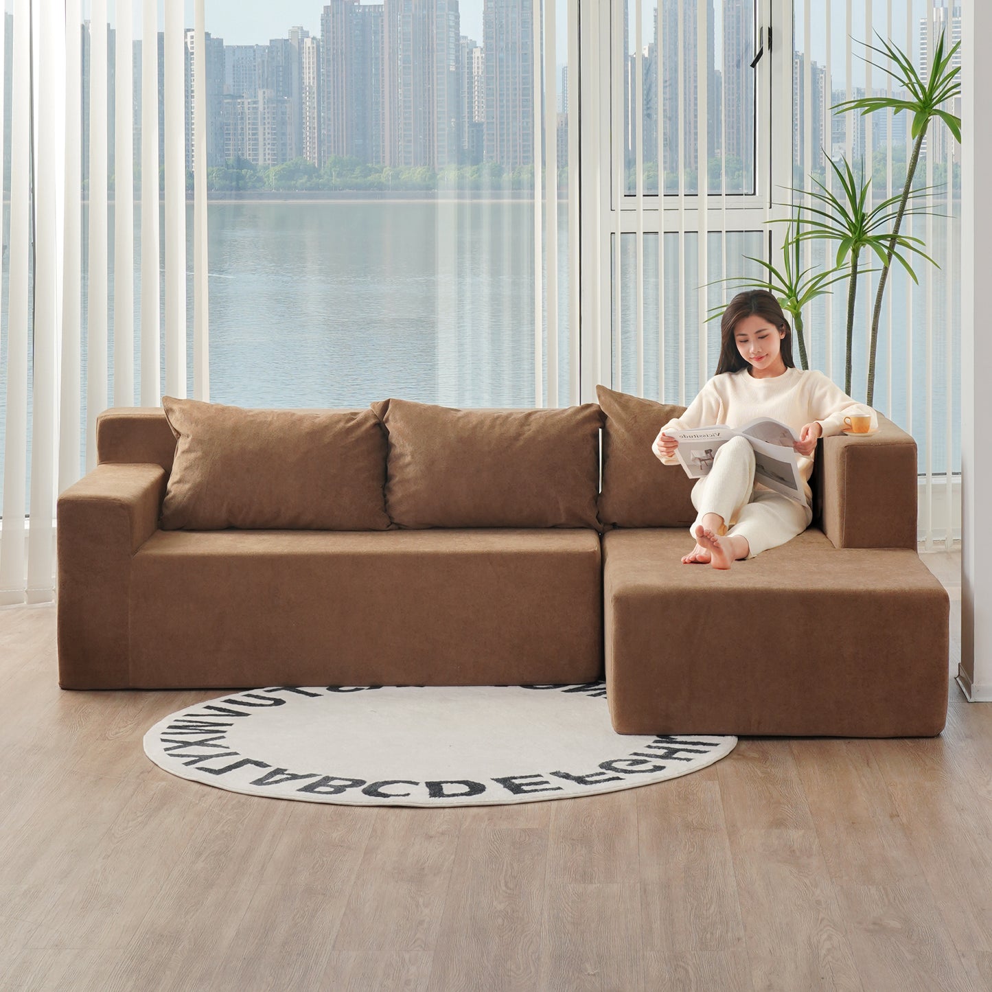 L-Shape Sectional Sofa, 2 PC Free Combination