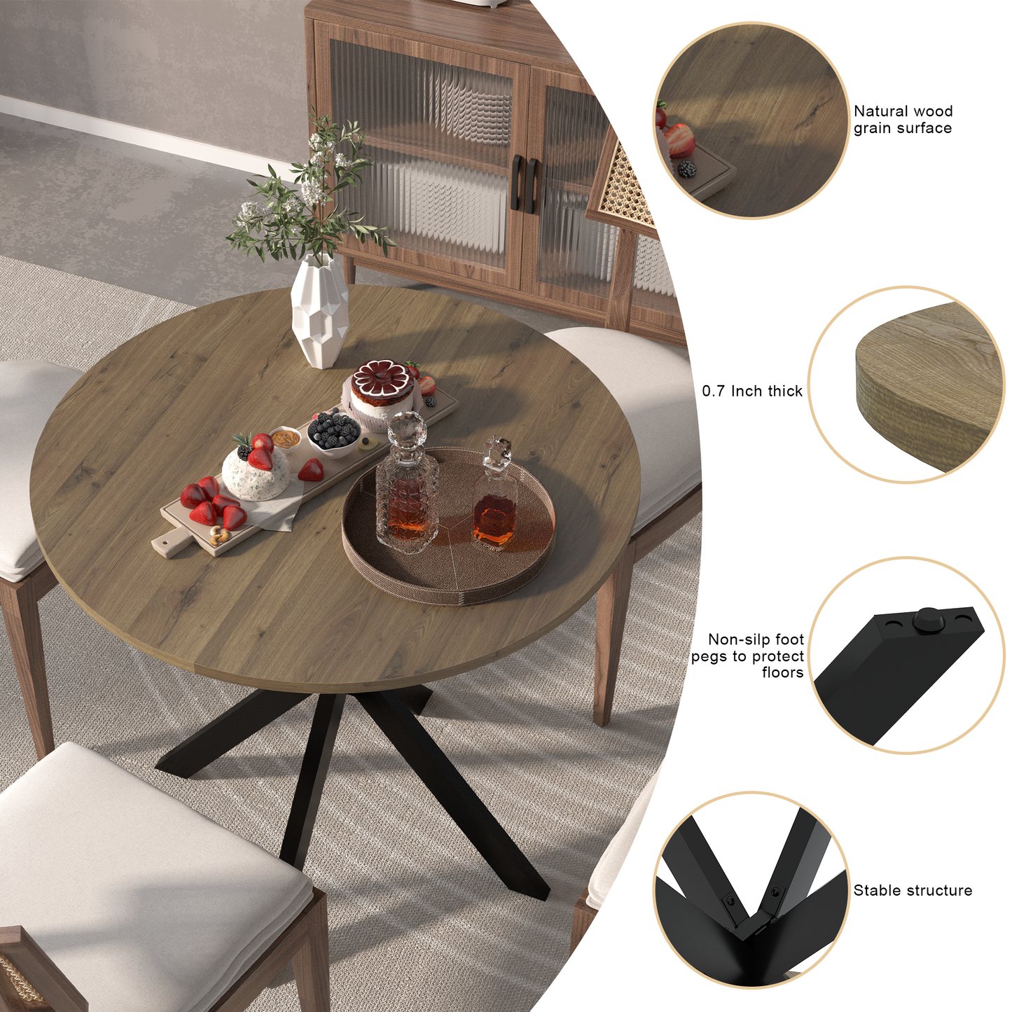 31.5 Inch Round Dining Table (only table)