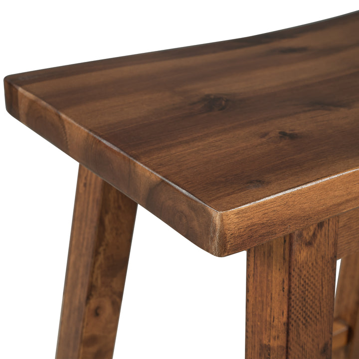 Solid Wood Rustic 3-piece 45" Stationary Kitchen Island Set with 2 Seatings, Rubber Wood