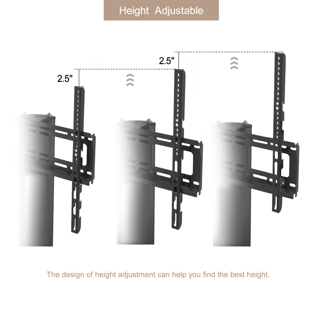 Height and Angle Adjustable Multi-Function Tempered Glass Metal Frame Floor With Lockable Wheels Mobile TV Stand, LCD/Plasma TV bracket