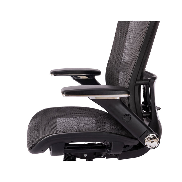 BLACK Ergonomic Mesh Office Chair, High Back - Adjustable Headrest with Flip-Up Arms