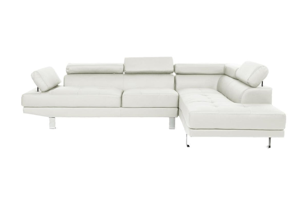 White Color Sectional Living Room Furniture Faux Leather