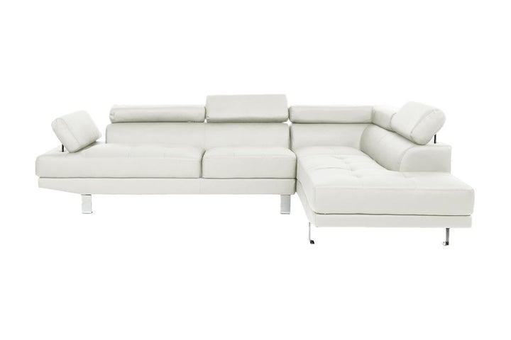 White Color Sectional Living Room Furniture Faux Leather