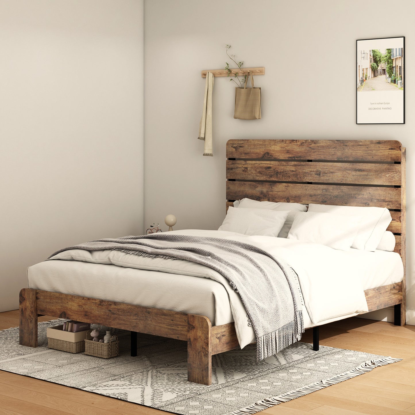 Bed Frame Full Size, Wood Platform Bed Frame  , Noise Free,No Box Spring Needed