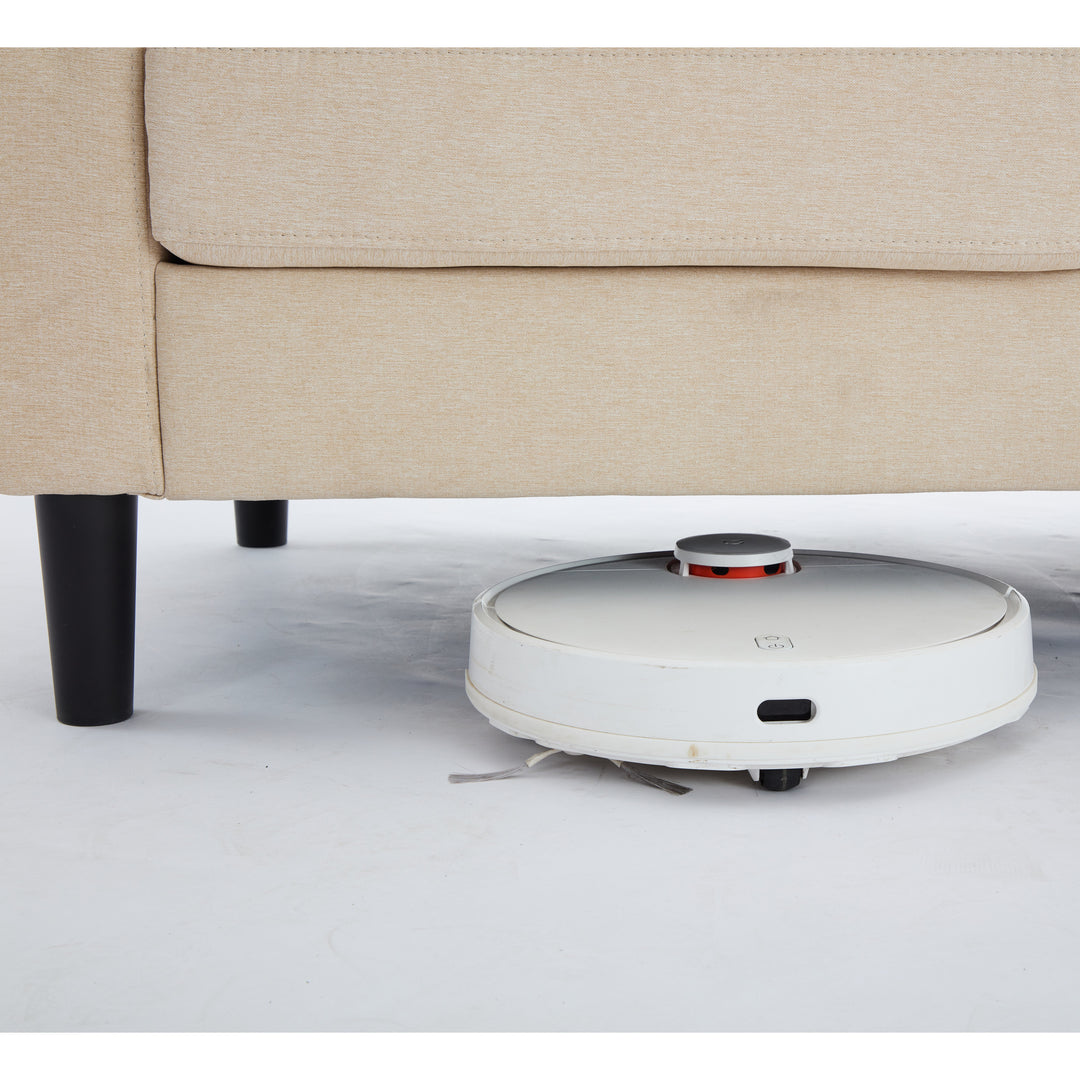 beige color knock down 3-seat combo sofa with storage ottoman