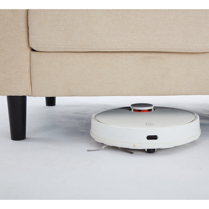 beige color knock down 3-seat combo sofa with storage ottoman