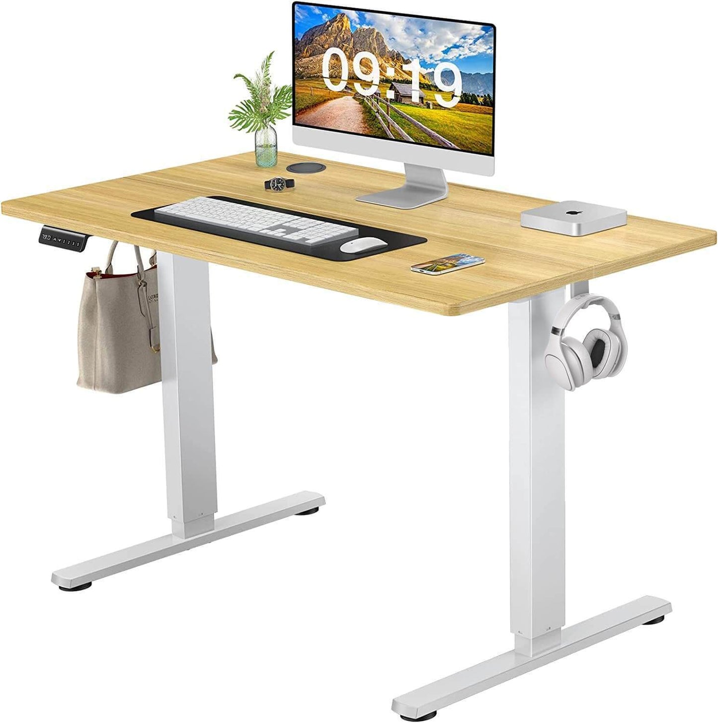 Electric Height Adjustable Standing Desk,Yellow,40'' x 24"