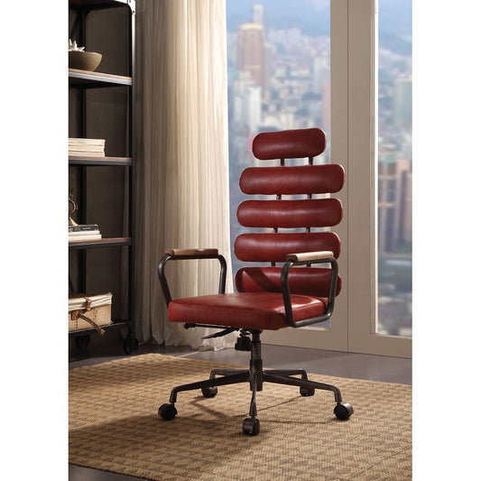 Calan Office Chair in Antique Red Top Grain Leather