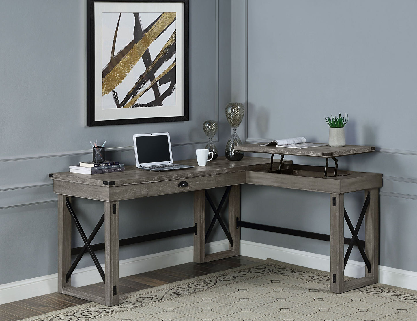 Writing Desk w/Lift Top in Weathered Gray Finish