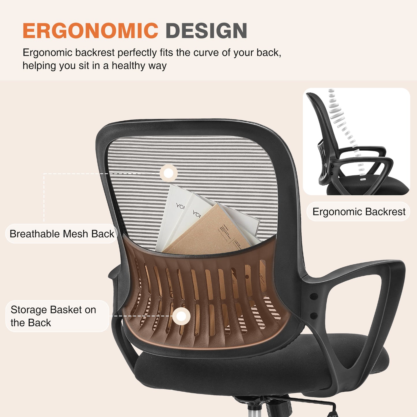 Ergonomic Office Chair Home Desk Mesh Chair