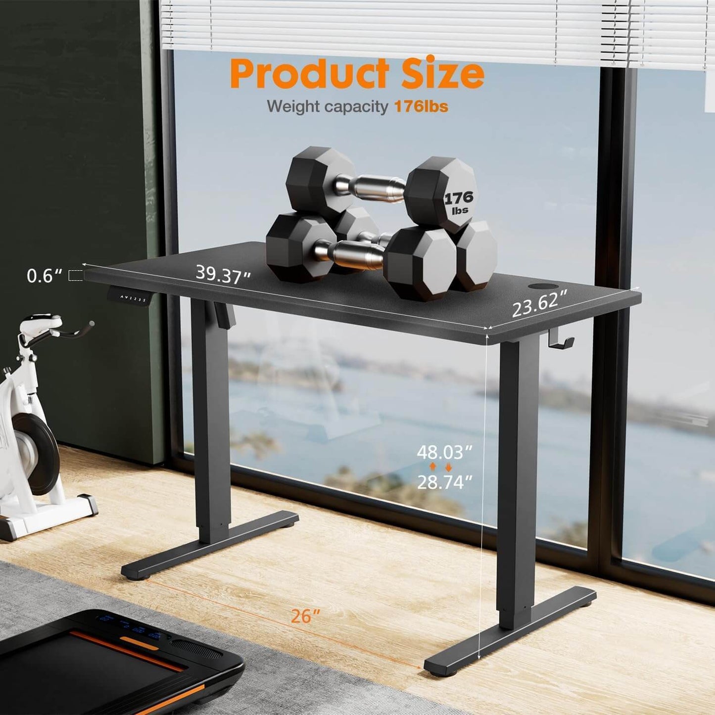 Electric Height Adjustable Standing Desk,40'' x 24"