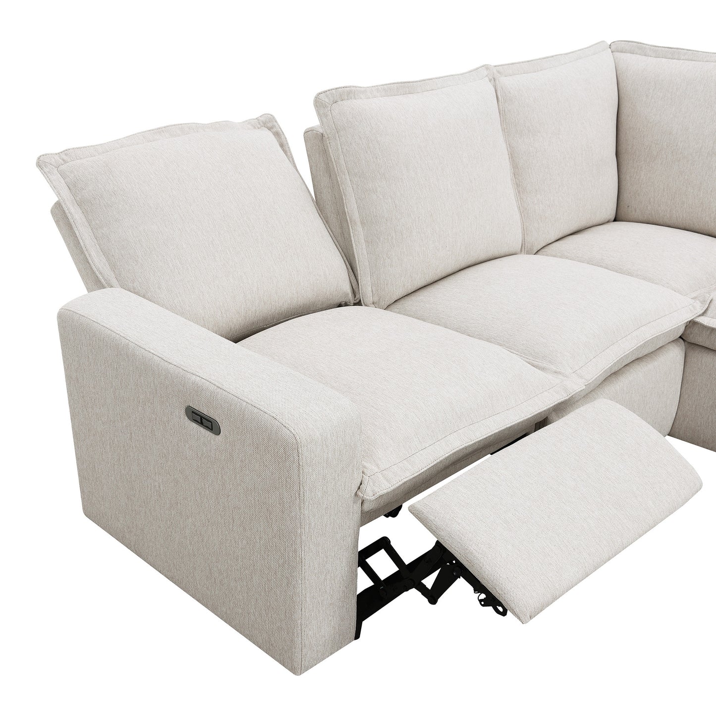 Power Recliner Chair Home Theater Seating Soft Chair with USB Port for Living Room, Bedroom, Theater room, Beige