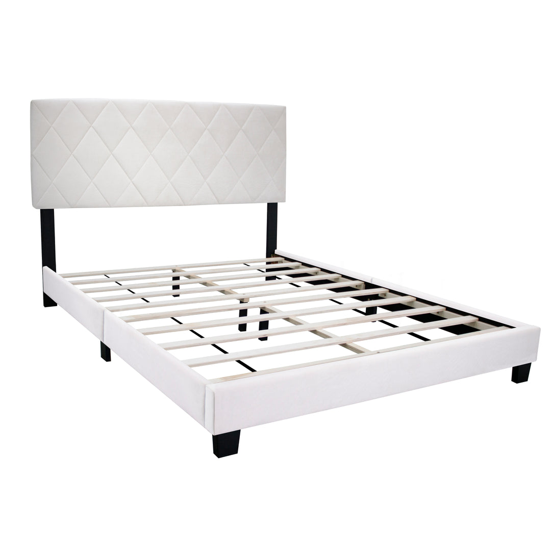 WHITE QUEEN SIZE ADJUSTABLE UPHOLSTERED BED FRAME AMERICAN SIMPLE AND VERSATILE STYLE,SUITABLE FOR ANY ROOM STYLE