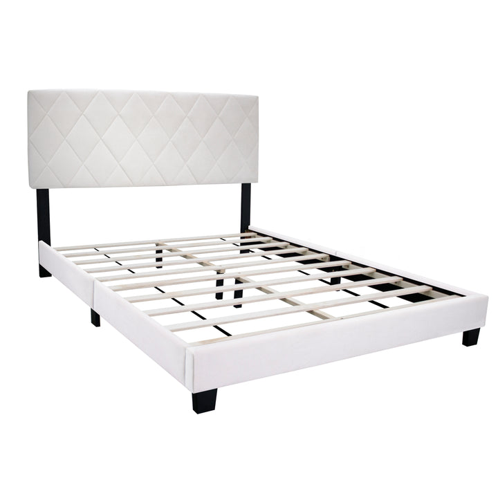 WHITE QUEEN SIZE ADJUSTABLE UPHOLSTERED BED FRAME AMERICAN SIMPLE AND VERSATILE STYLE,SUITABLE FOR ANY ROOM STYLE