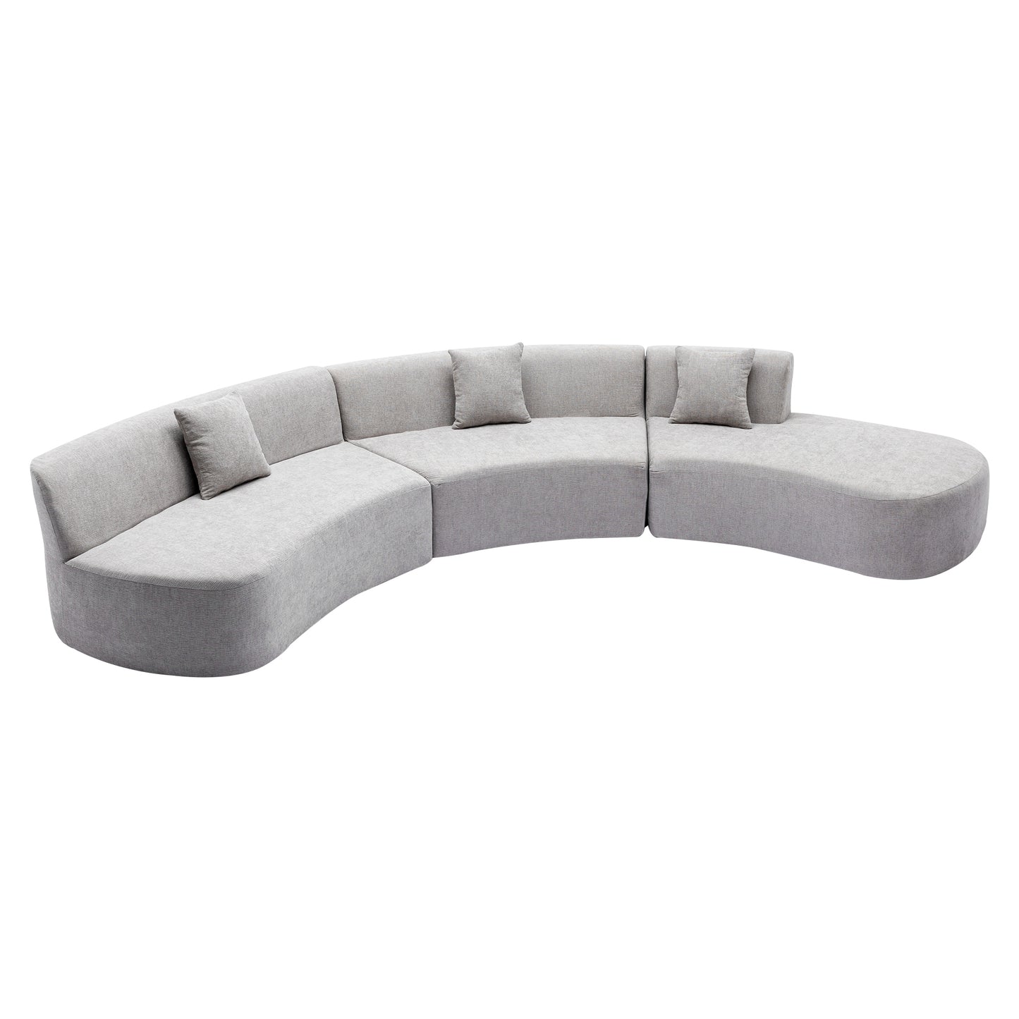 136.6" Stylish Curved sofa Sectional Sofa, Grey