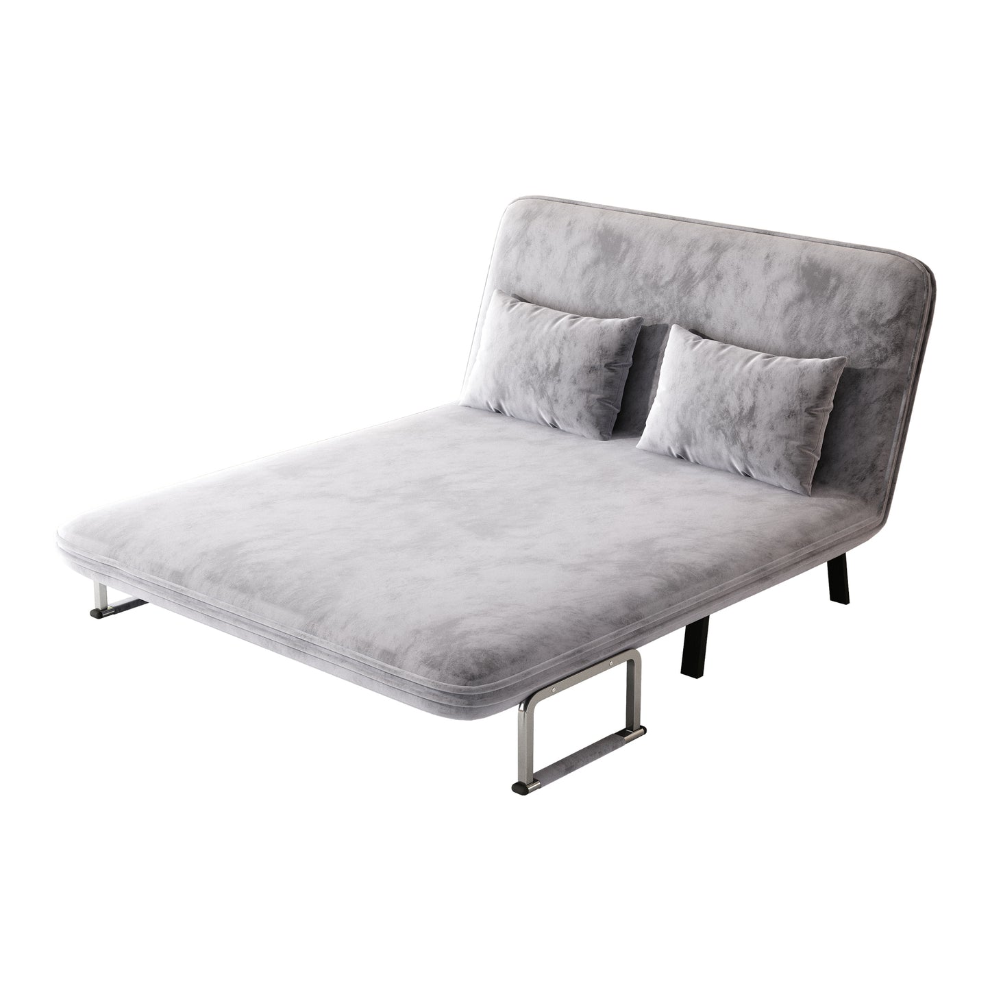 55″ Convertible Chair Bed, Tri-Fold Sofa Bed with Adjustable Backrest & Pillow