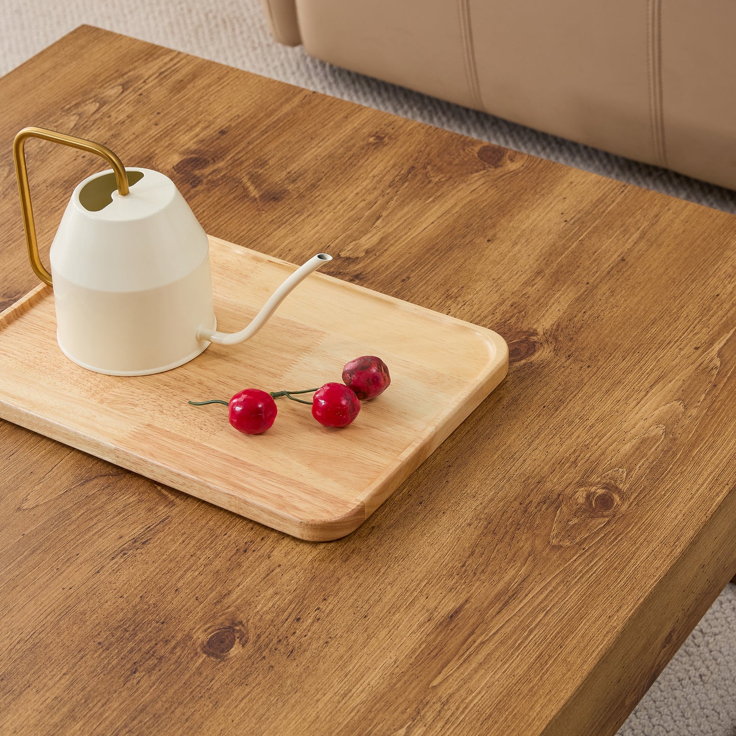 Modern rectangular coffee table, dining table. MDF desktop with metal legs.