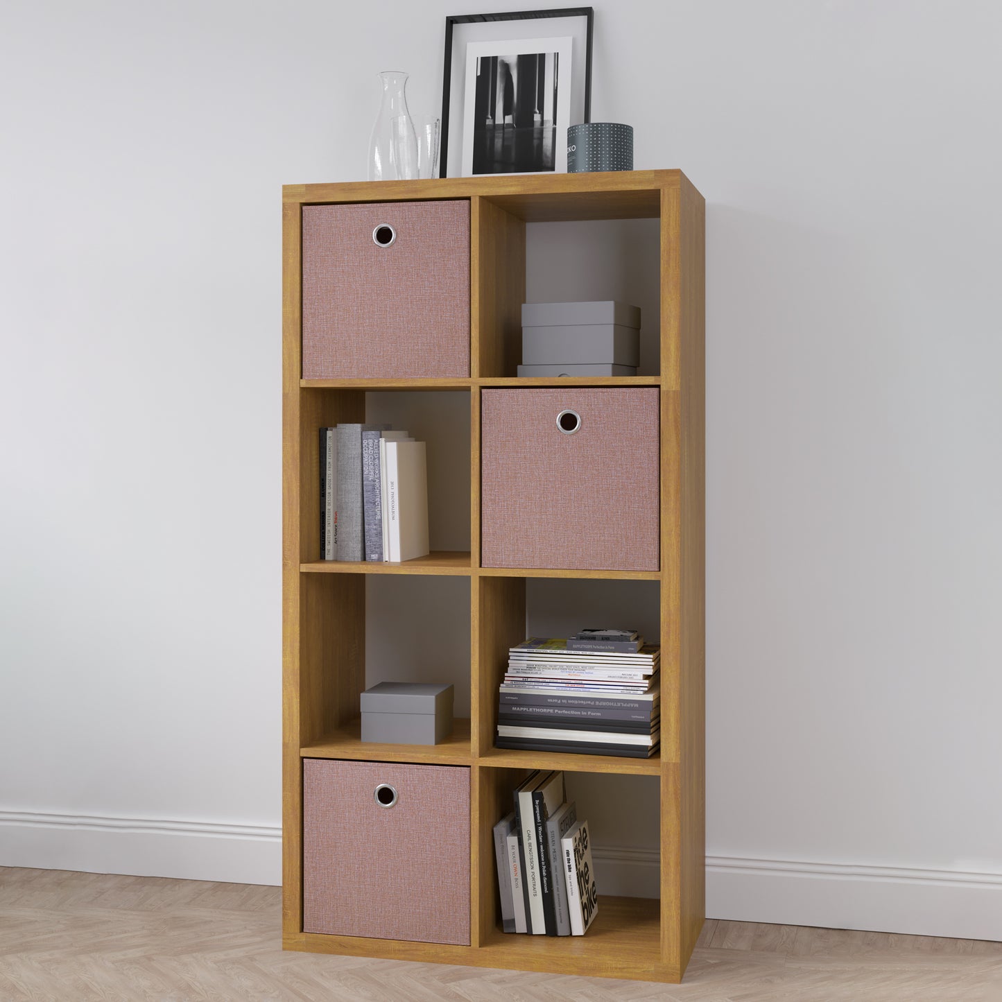 Smart Cube 8-Cube Organizer Storage with Opened Back Shelves,Walnut Color