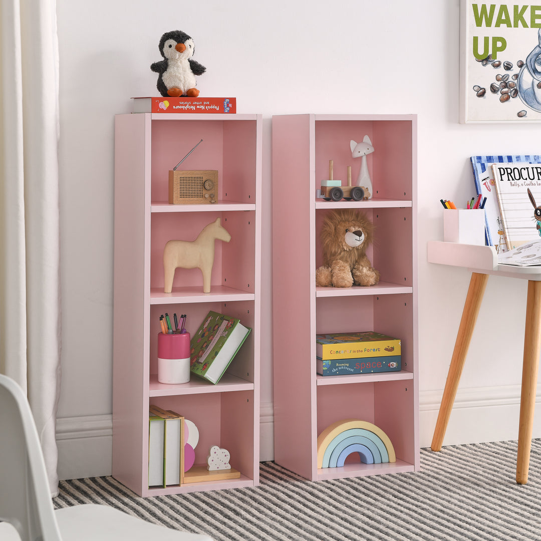 8-Tier Media Tower Rack, CD DVD Slim Storage Cabinet with Adjustable Shelves